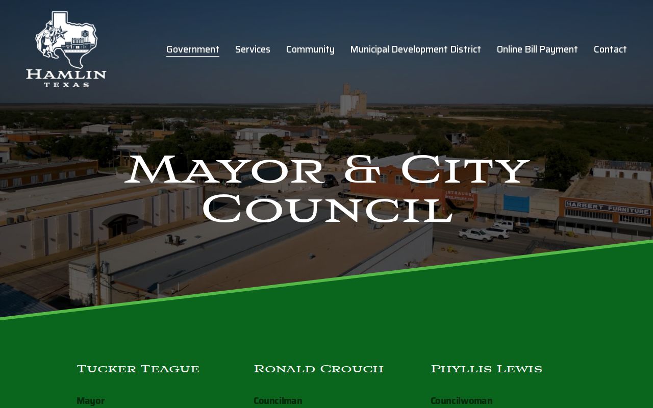 Hamlin record check source for city government and council structure