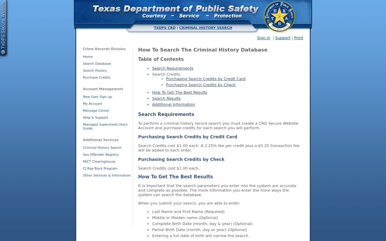 Texas DPS CCH name search for Jones County arrest record outcomes