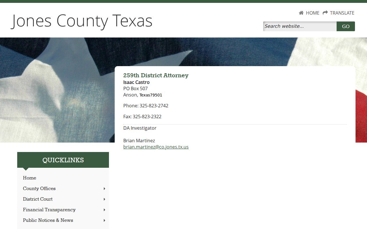 Jones County criminal court cases and the 259th District Attorney