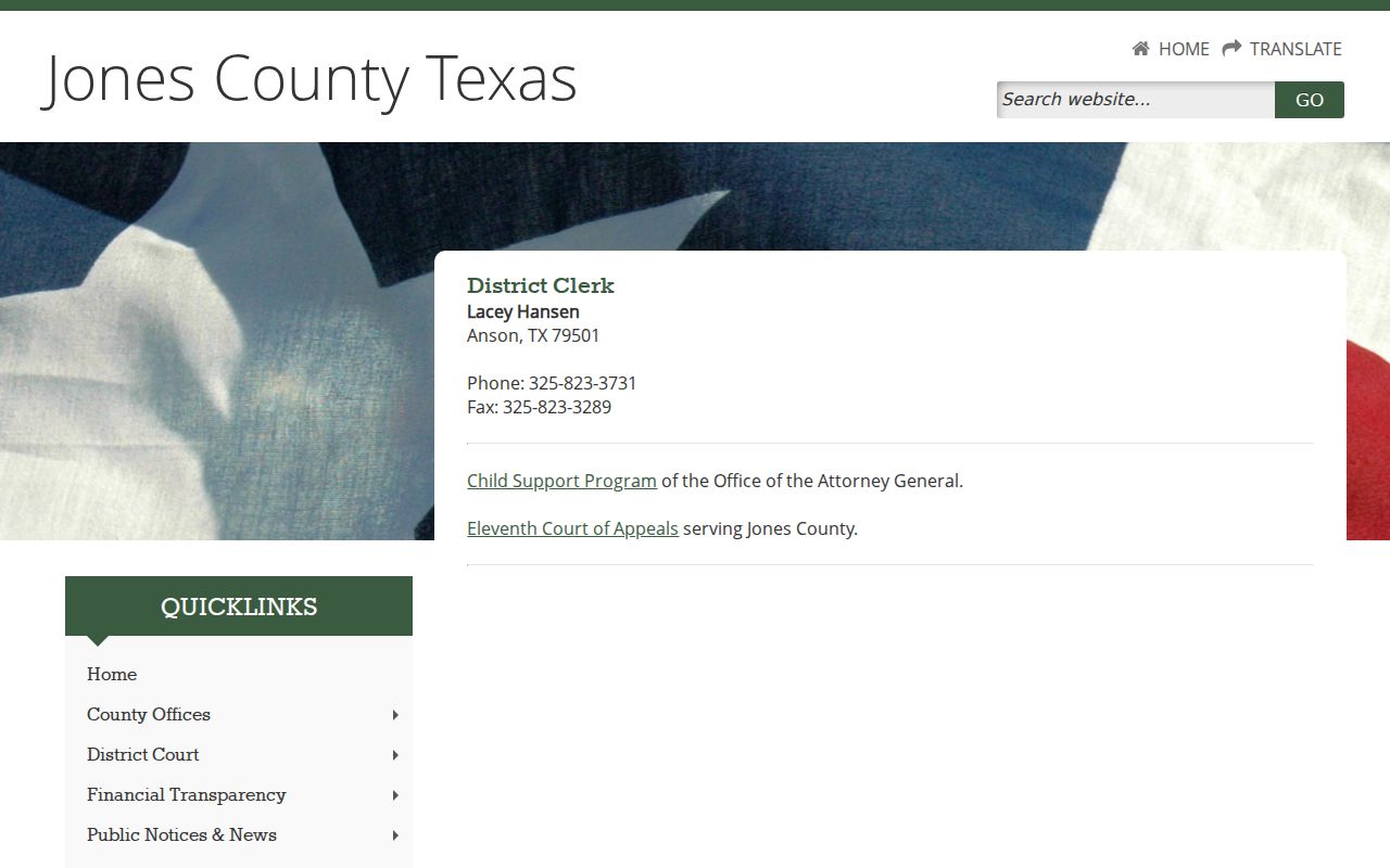 Jones County court case records at the District Clerk
