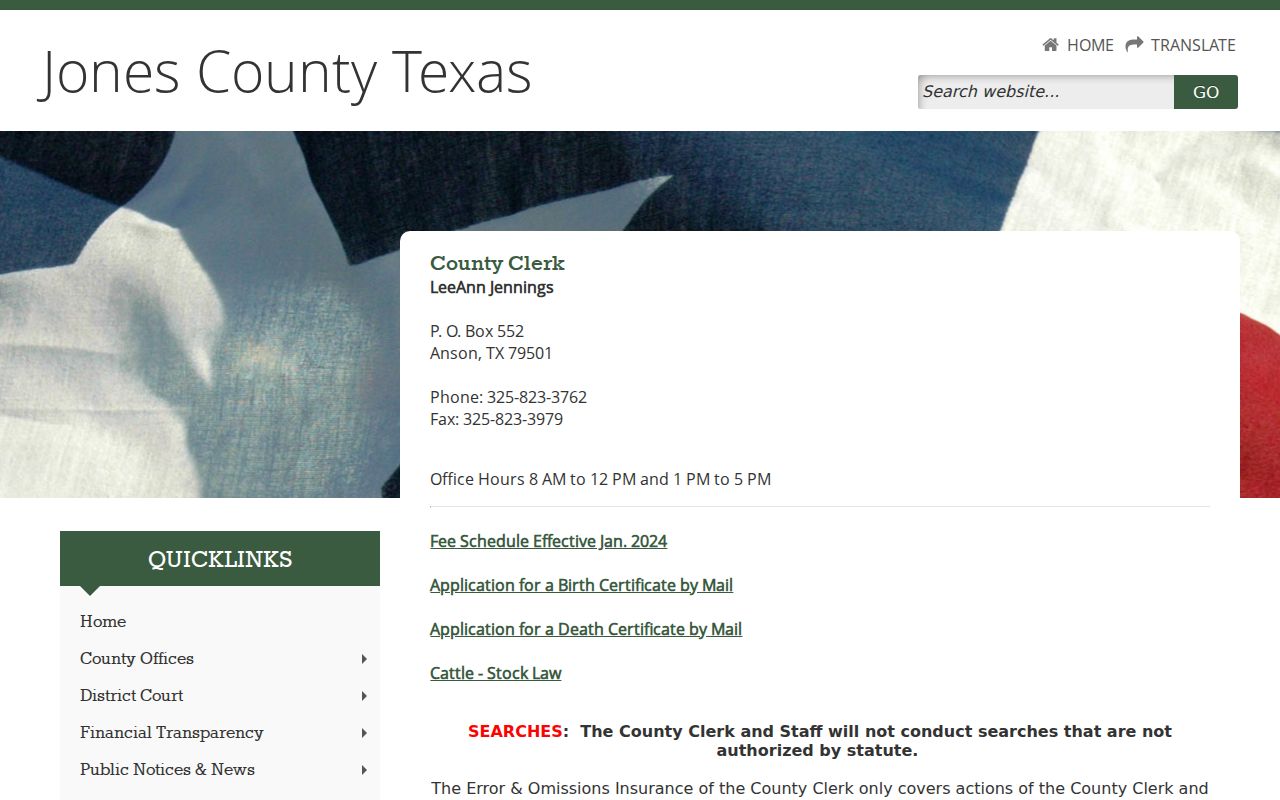 Jones County court case lookup through the County Clerk