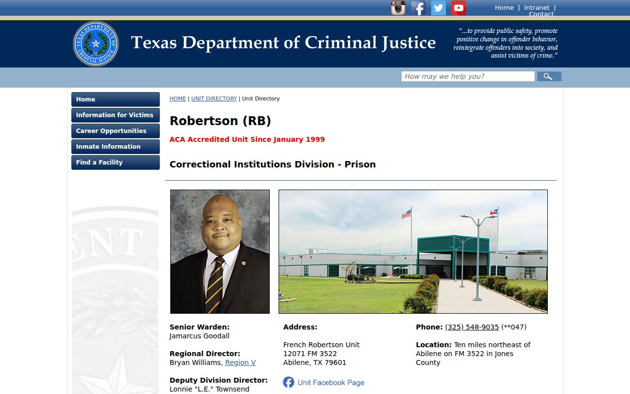 Jones County criminal records French Robertson state custody page
